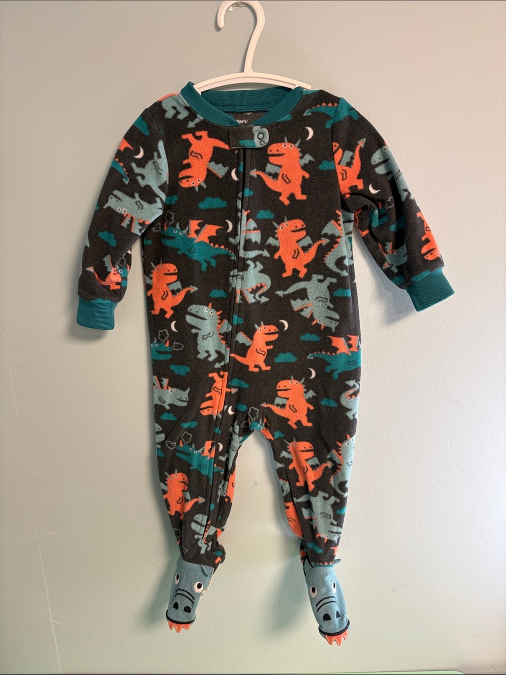 Carter’s Grey Teal & Orange Dragon One Piece Pyjama, Baby Boy 12months